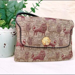 Vintage French Brocade & Leather Lion Purse, A la Reine Des Fees